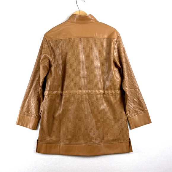 WYNNELayers Collection Vegan Leather Jacket Womens M Perforated Camel Brown - Picture 3 of 12